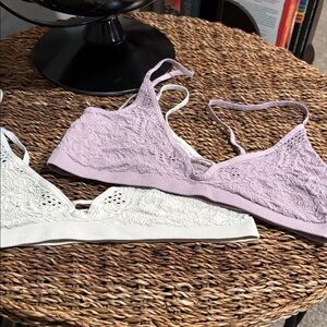 FP Intimates Lace Bralette Set in Lavender and Cream and Black.